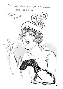 Knitting Prints: Violet Loraine knitting in Round the Map, WWI