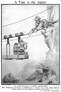 Mountains Prints: A Visit to the Alpini by Bruce Bairnsfather, WW1 cartoon