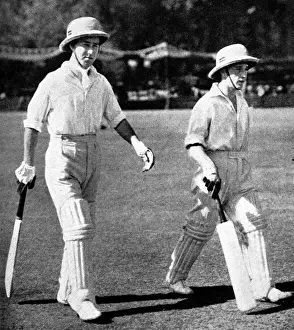 Innings Prints: W. Edrich and N. W. D. Yardley going out to bat, Lahore, 1937