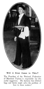 Unusual Prints: Waiter wearing beret and Oxford bags, 1926