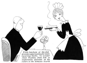 Lunch Prints: Waitress in a gentlemens club by Fish, WW1
