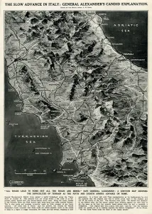 Rome Prints: Wartime map of Italy by G. H. Davis