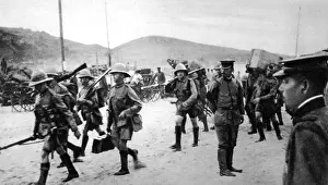 Japanese Prints: Watched by their Japanese comrades: British troops landed to co-operate against Tsing-Tau