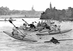 Lake Prints: Water Polo in Kayaks, London, 1883