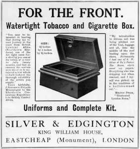 Accessories Prints: Watertight tobacco & cigarette box for the front, WW1