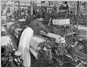 Wales Prints: Weaving at Priestley's Mill for the dress that was worn at the opening of the Bradford Exhibition by Princess of