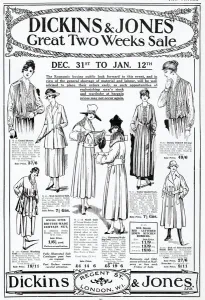 Jones Prints: Two weeks sale on tailor-made womens clothing. Date: January 1918