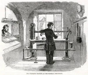 Letters Prints: Weighing machine at the general Post Office 1856
