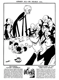 Caricatures Prints: Welcoming Captain Lindbergh at Aero Club Dinner by Hynes