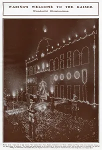Store Prints: Welcoming Kaiser - Warings Shop Illuminated 1907