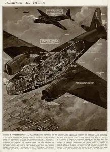 G H Davis Illustrations Prints: Two Wellington bombers by G. H. Davis