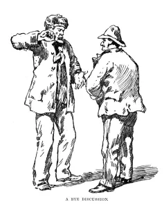 Dock Prints: West End riots, 1886 - a two men in discussion