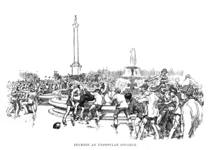 Trafalgar Prints: West End riots: ducking an unpopular speaker, 1886