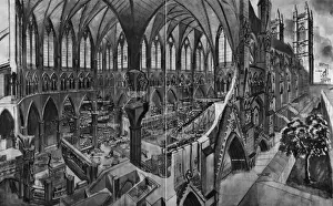Arrangements Prints: Westminster Abbey with cut away showing interior for Coronat