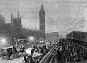 March Prints: Westminster Bridge lit by lime light