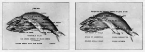 Museum Prints: Whale meat menu and recipe card: 1918