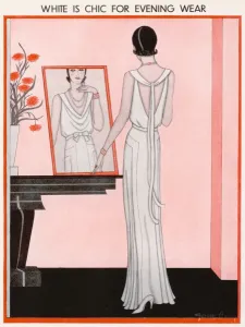 Gordon Conway Prints: White evening gown by Gordon Conway