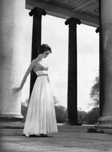 Satin Prints: White pure silk chiffon ball dress by Victor Stiebel