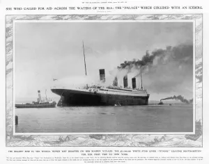Titanic Prints: The White Star liner Titanic leaving Southampton