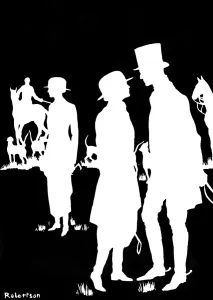 Attraction Prints: White Witchery - a romantic hunt scene in silhouette