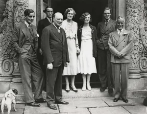 Randolph Prints: Winston Churchill with Charlie Chaplin and others, 1931