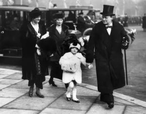 Guards Prints: Winston Churchill with daughter C. 1914