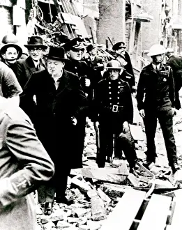 Bomb Prints: Winston Churchill Inspecting Bomb Damage in Tufton Street