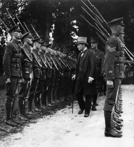 Postwar Prints: Winston Churchill inspecting troops, WW1