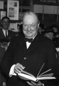 Opens Prints: Winston Churchill opening book fair, 1937
