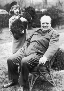 Meeting Prints: Winston Churchill posing in the garden of the White House