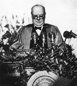 Postwar Prints: Winston Churchill speaking at Fulton, Missouri