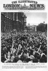 Waiting Prints: Winston Churchill surrounded by V-E Day crowds