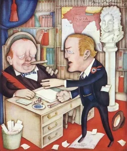 Caricatures Prints: Winston and Randolph Churchill by Tony Wysard