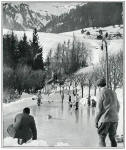 Winter Sports Prints: Winter Sports Supplement - curling in the Alps