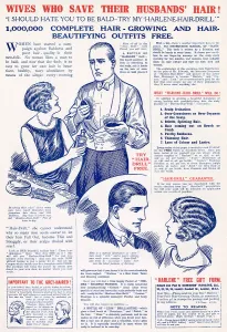 Hair Prints: Wives who save their husbands hair! Date: 1925