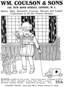 Toddler Prints: Wm Coulson, childrens clothing advert, WW1