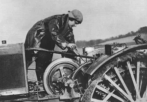 Machinery Prints: A woman tractor driver during WW1