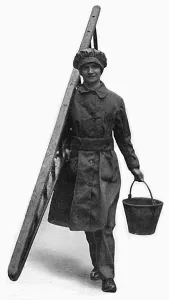 Window Prints: Woman war-time window-cleaner, WW1