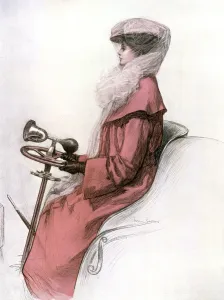 Neck Prints: Woman wearing motor-coat 1905
