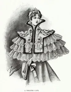 Evening Prints: Woman wearing a white old point lace cape with collar
