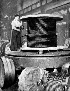 Works Prints: Woman working in a rope works, 1916