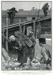 Building Prints: Women building the elevated railway in Tokyo, October 1904