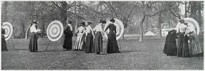 Sport Prints: Women examining scores. Date: 1901