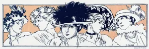 Plumes Prints: Women with feathered hats 1913