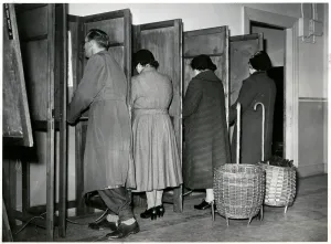 Public Prints: Women recording votes for the General Election 1955