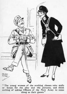 Flirting Prints: Women tram conductor and officer, WW1