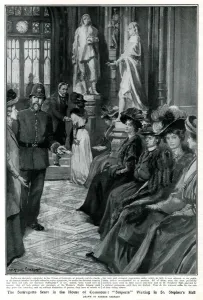 Westminster Prints: Women waiting to in St Stephens Hall, Feb 1908