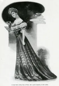 Evening Prints: Women wearing black evening frock 1905