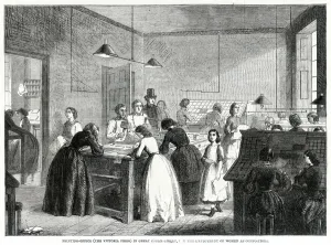 1861 Prints: Women working at the Victoria Press 1861