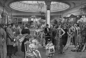 Shops Prints: Woollands store in Knightsbridge by Matania